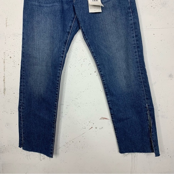 Zara Denim High Rise Button Fly Split Raw Hem Wide Leg Jeans Size 4 - Picture 3 of 10